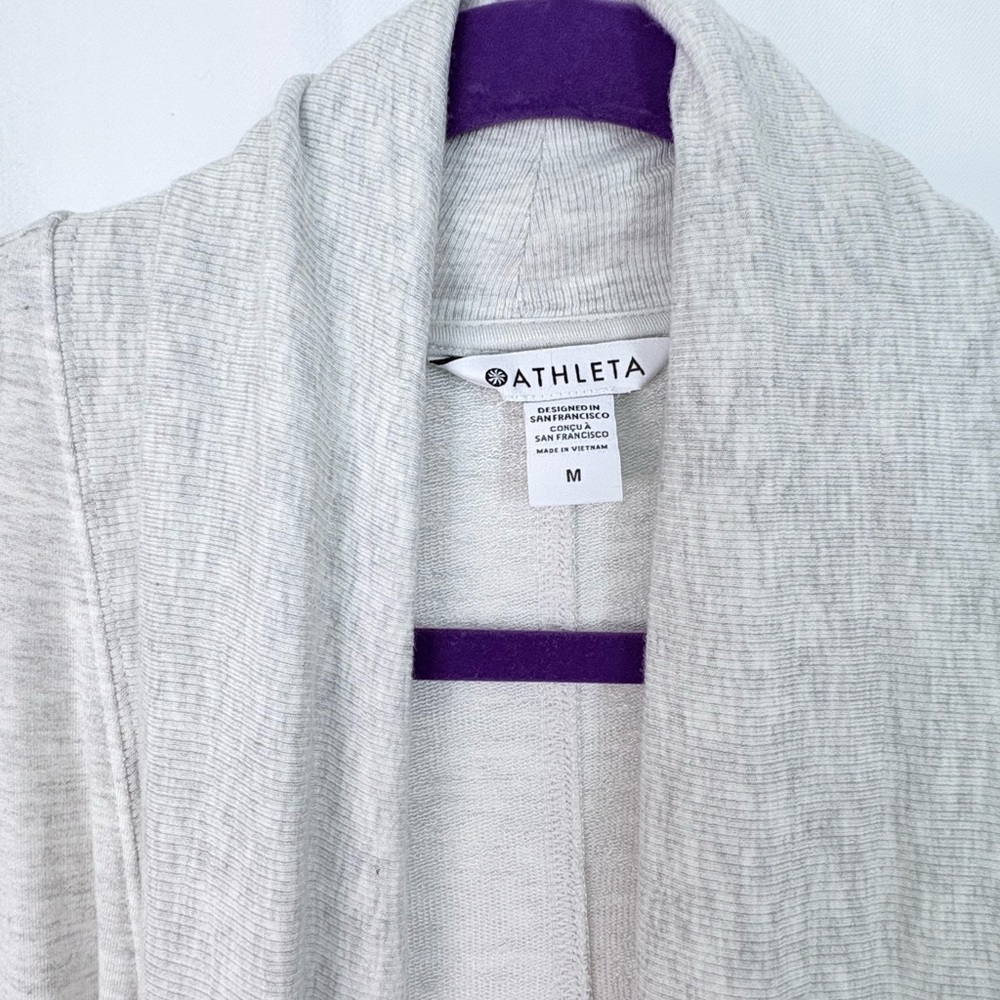 ATHLETA Light Gray Open Front Cardigan Sz M - Picture 2 of 7